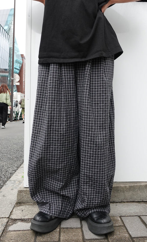 チェックボリュームラフパンツ